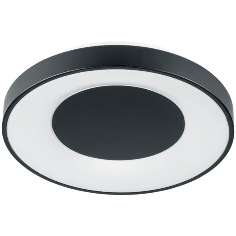 Plafonnier LED 72W rond 48cm noir IP44, télécommande