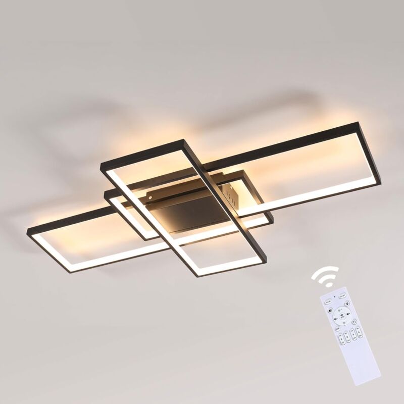 Plafonnier led, 75w 8435lm Dimmable Luminaire Plafonnier, 90cm Plafonnier led avec Telecommande pour Salon de la Chambre à Coucher Cuisine Bureau,