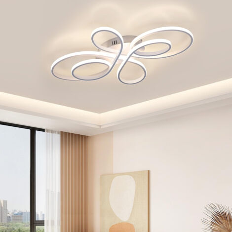 Plafonnier LED 80 cm, lustre LED créatif à anneau de fleurs 82 W, plafonnier moderne, lumière blanche chaude 3 000 K