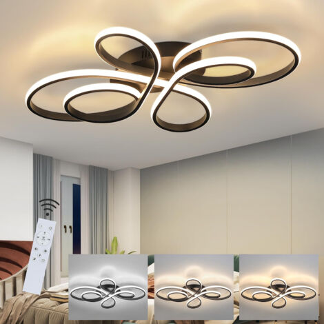 Plafonnier LED 82 W à intensité variable, Lustre LED à anneaux floraux avec télécommande, Plafonnier LED moderne 80 cm, 3 températures de couleur