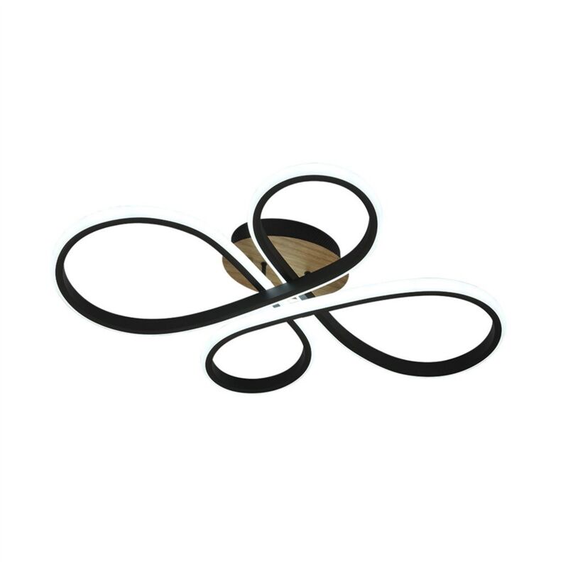 Plafonnier LED 88 W 9 680 lm 3 000-6 500 K 60 cm Noir/Bois Dimmable Série Bandeira Plafonnier LED 88 W 9 680 lm 3 000-6 500 K 60 cm Noir/Bois Dimmable Série Bandeira