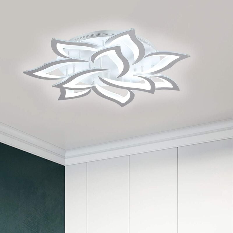 COMELY Plafonnier LED 84 W, 10 pétales, plafonnier moderne en acrylique pour salon, chambre à coucher, cuisine, blanc froid 6500 K