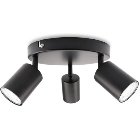 Plafonnier LED à 3 flammes, pivotant et orientable Spot mural, GU10 (sans ampoules) Plafonnier rétro/vintage 230V noir