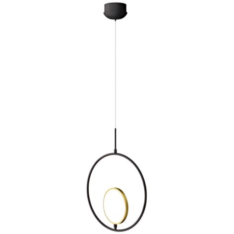 Plafonnier LED à double anneau, lumière blanche 6500K, aluminium et silicone, noir et or