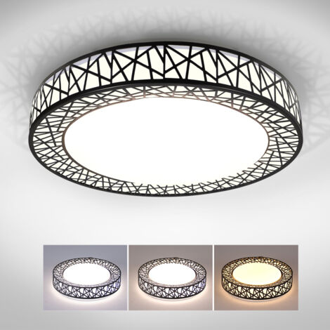 Plafonnier LED à encastrer de 33 cm – 36 W moderne proche des plafonniers, plafonnier à profil bas, 3 couleurs de lumière réglables (3000 K-6000 K)