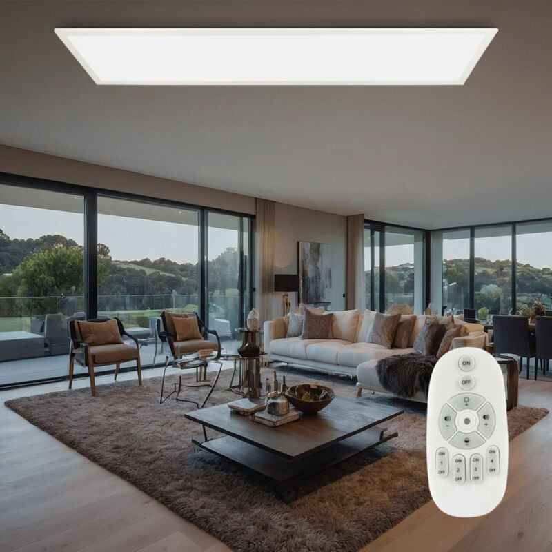 Plafonnier led à panneau en saillie dimmable avec télécommande lampe lumière du jour plafonnier blanc, 40W 3200lm blanc chaud/blanc froid, LxH 120 x