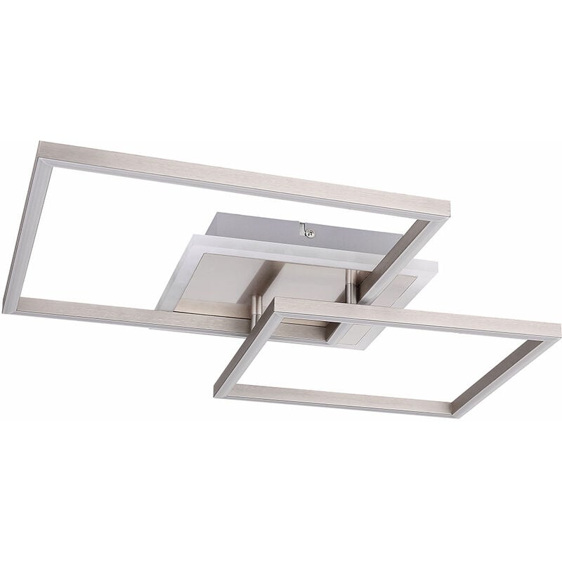 Plafonnier LED ALU spot blanc opale salon éclairage design plafonnier angulaire 30 watt 1300 lumen blanc chaud 47x43,5x7,5cm