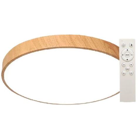 Plafonnier LED Andra rond 24W 3000K à 6500K dimmable Effet bois