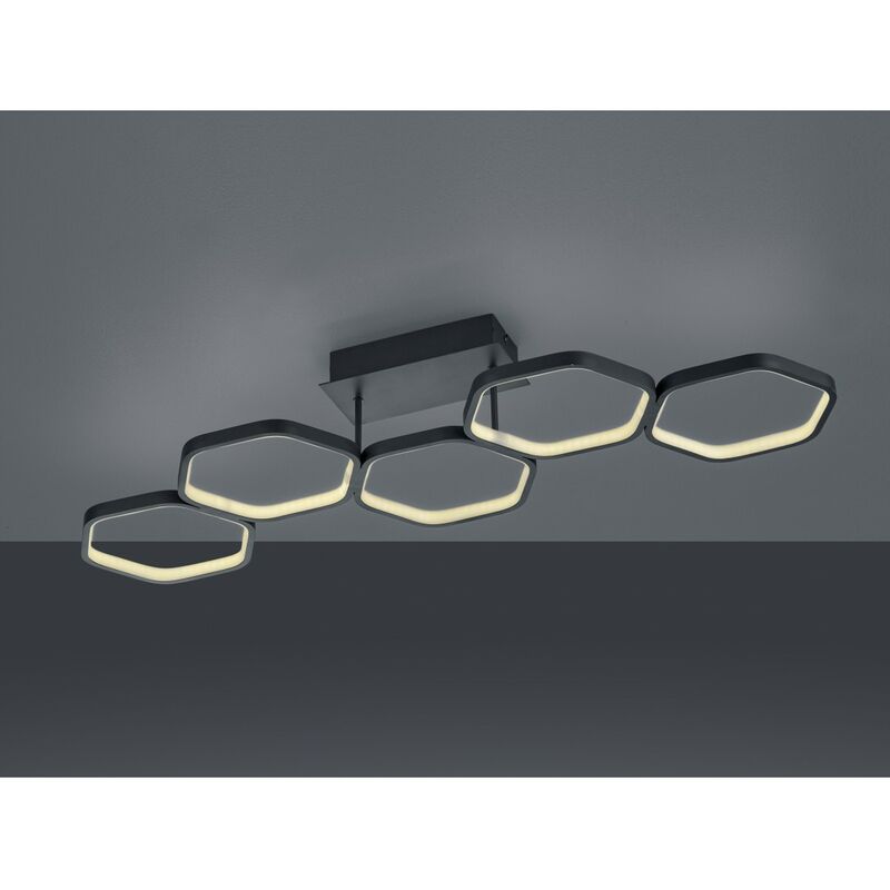 Reality Leuchten - Vigo Plafonnier Led Dimmable 5 Hexagones L90 cm Anthracite Trio Lighting