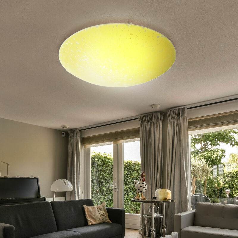 Plafonnier design en verre jaune éclairage lampe spot ronde dans un ensemble comprenant des ampoules led