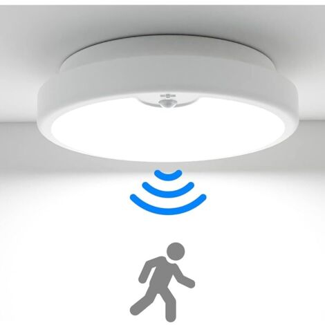 Plafonnier LED avec capteur de mouvement à piles 300 lm 6 000 K Blanc Diamètre 18 cm