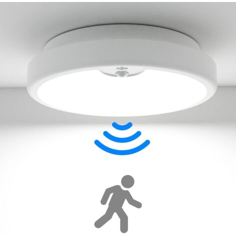 Plafonnier LED avec capteur de mouvement à piles 300 lm 6 000 K Blanc Diamètre 18 cm