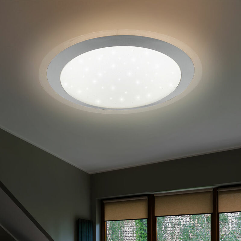 Plafonnier LED avec ciel étoilé plafonnier chambre effet étoile, métal acrylique, 1x LED 11W 700Lm blanc chaud, DxH 34x8,5 cm