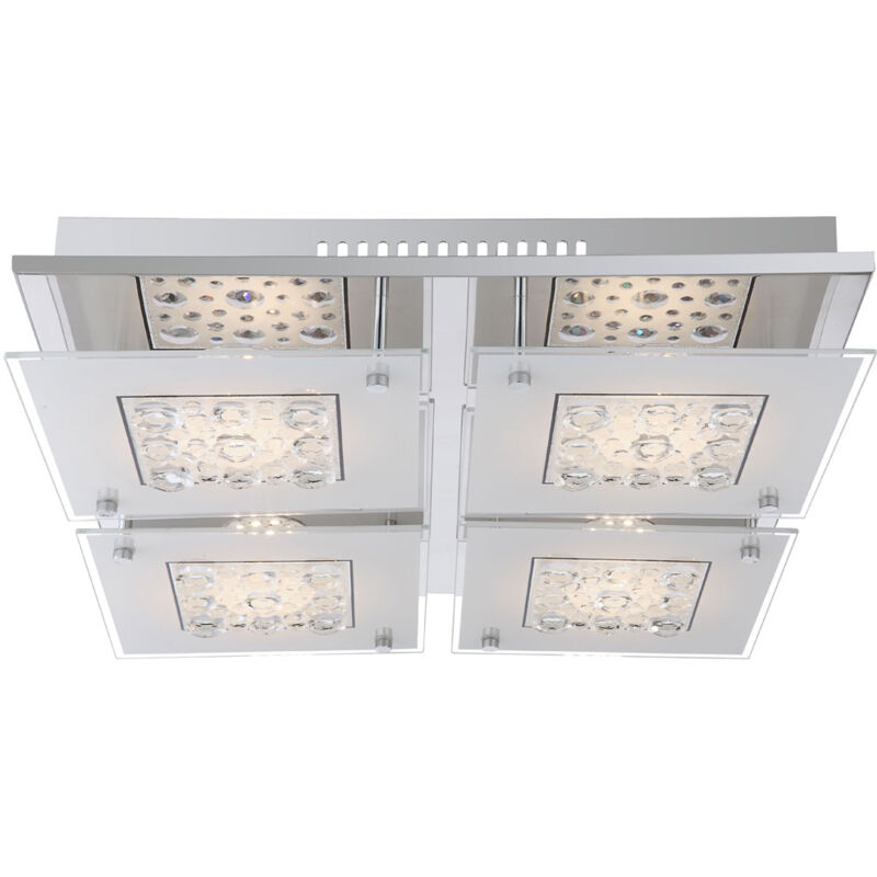 Globo Lighting - Plafonnier led en verre cristal pour salon, salle à manger, éclairage chromé, spot
