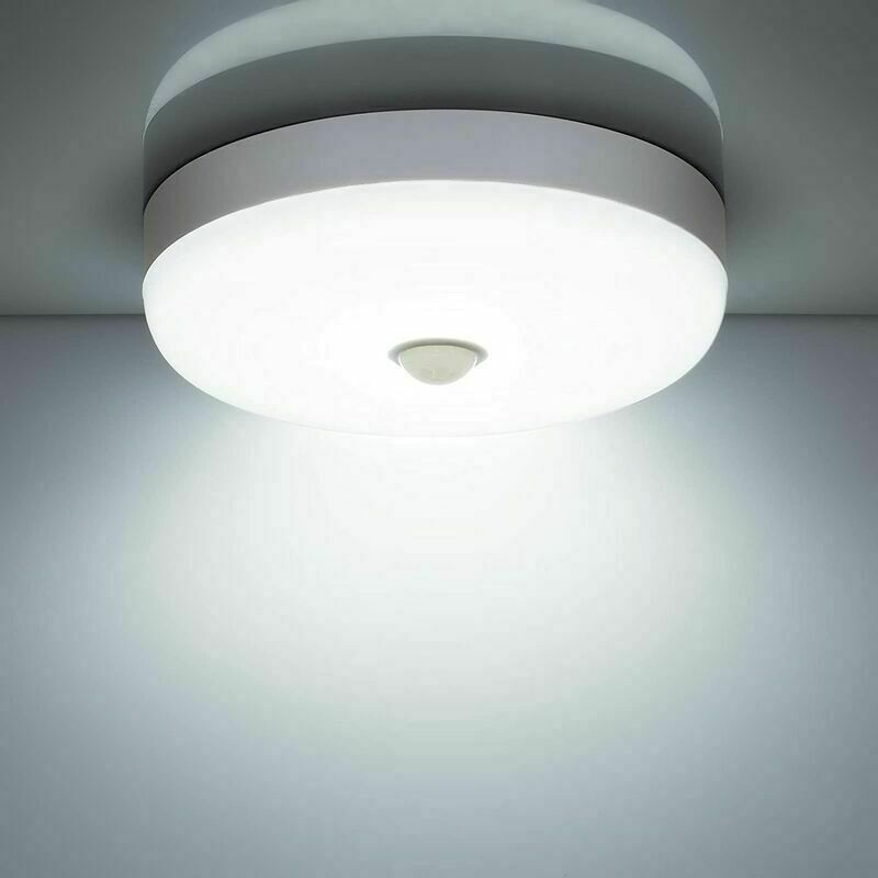 Plafonnier led avec Détecteur de Mouvement 12W 1500LM 6500K Blanc Froid IP56 Étanche, Lampe Plafond led Ronde pour Usage Intérieur et Extérieur,
