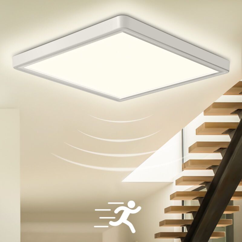 Plafonnier LED détecteur de mouvement 18W – Économie d'énergie 85% – Angle d'éclairage 120° – Design ultra-plat 2.4cm – Lumière blanche froide