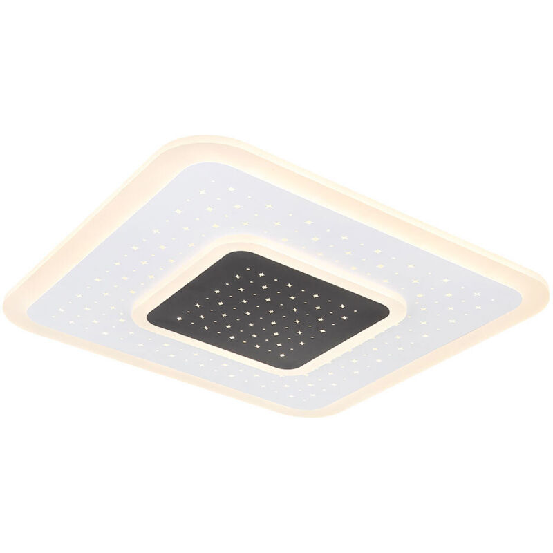 Plafonnier led avec télécommande Plafonnier à intensité variable Chambre à coucher effet étoilé blanc, veilleuse fonction mémoire, 1x 47W 2157Lm