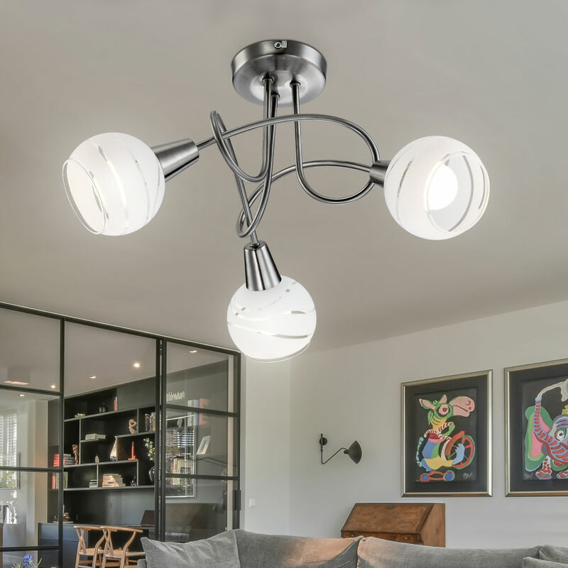 Plafonnier salle à manger cocarde lampe cuisine spots argent dans un ensemble comprenant des ampoules led