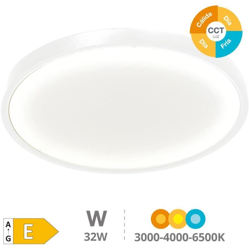 Plafonnier led 'Belair' (32W 3CCT 3520lm) IP44/IK4 Ø230x25mm coloris blanc