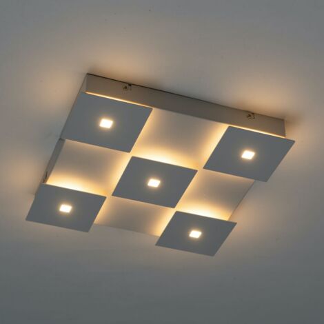 Plafonnier LED blanc carre L34 cm - Nova