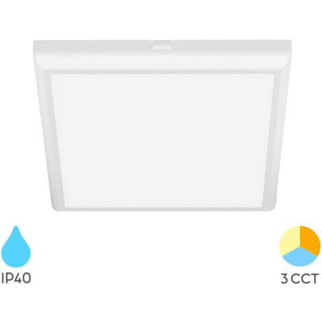 Plafonnier LED blanc encastrable ou saillie 20W 3-en-1 carré