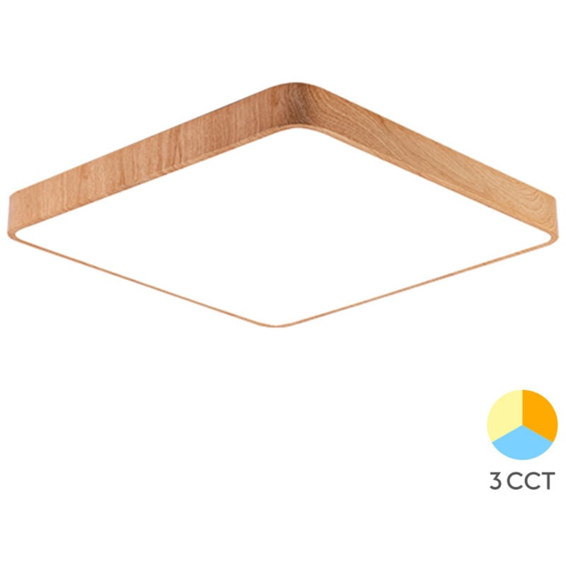 Plafonnier led Braytron Blade-S3, bois, 3en1, 36W, métal