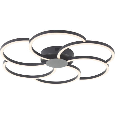 Plafonnier LED brillant Fico 65 cm, 3000 lm, dimmable, 3000-6500 K, aluminium, noir