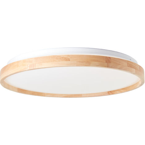 Plafonnier LED Brilliant Alson 48cm bois clair/blanc, métal/bois/plastique, 1x 32 W LED intégré, (flux lumineux : 3300lm, couleur de la lumière : 3000-6500K)