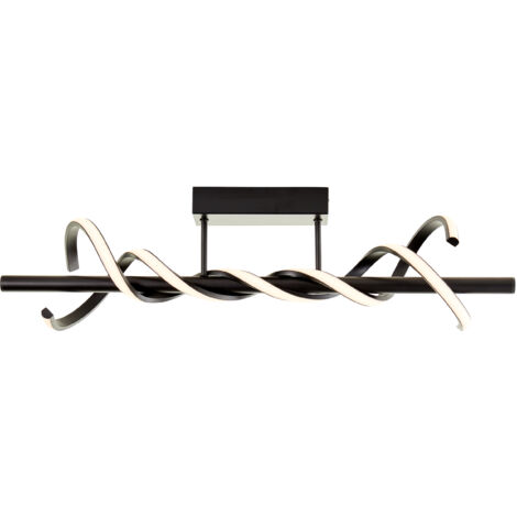 Plafonnier LED Brilliant Amalie 80cm noir, métal/plastique, 1x LED intégrée, 16 W, (flux lumineux : 2100lm, couleur de la lumière : 3000K)