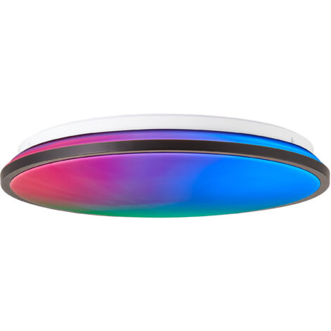 Plafonnier LED Brilliant Heida 39cm noir, métal/plastique, 1x LED 24 W intégrée, (flux lumineux : 2500lm, couleur de la lumière : 3000-6500K)