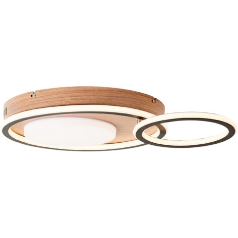 Plafonnier LED Brilliant Karney 57x40cm noir/bois, aluminium/plastique, 1x LED intégrée, 48 W , (flux lumineux : 5600lm, couleur de la lumière : 3000K)