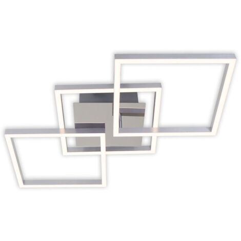 Plafonnier LED BRILONER LEUCHTEN FRAME, 36 W, 2600 lm, IP20, chrome-alu, métal-plastique, intensité lumineuse variable, 76,3 x 36,8 x 7,3 cm