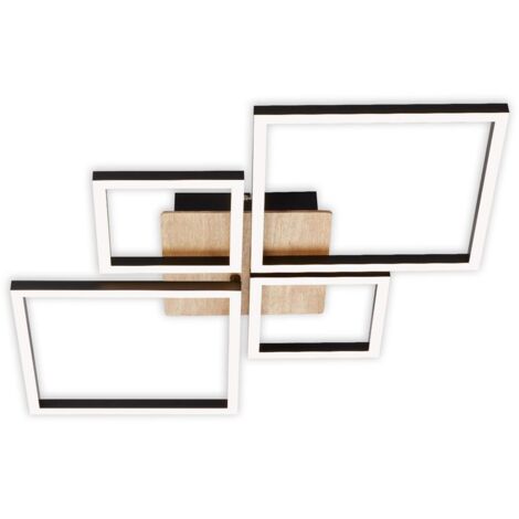 Briloner – Plafonnier LED 44W 4000lm – Intensité lumineuse variable – IP20 – Noir métal-plastique-bois – Dimensions 75 x 47 x 7,3 cm
