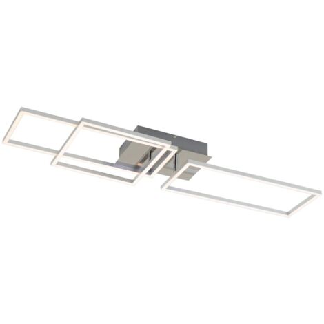 Plafonnier LED BRILONER LEUCHTEN FRAME, 48 W, 3300 lm, IP20, chrome-alu, métal-plastique, intensité lumineuse variable, 92,8 x 26 x 9,6 cm