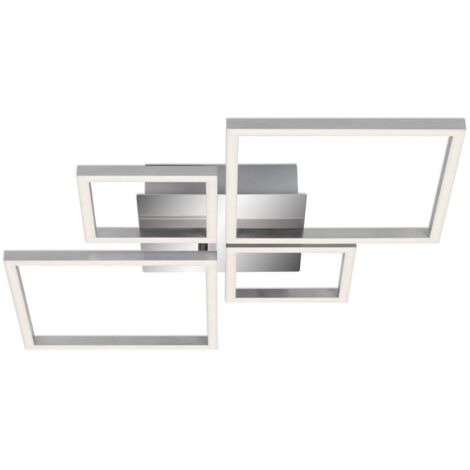 Plafonnier LED BRILONER LEUCHTEN FRAME, 48 W, 4000 lm, IP20, chrome-alu, métal-plastique, intensité lumineuse variable, 75 x 47 x 7,3 cm