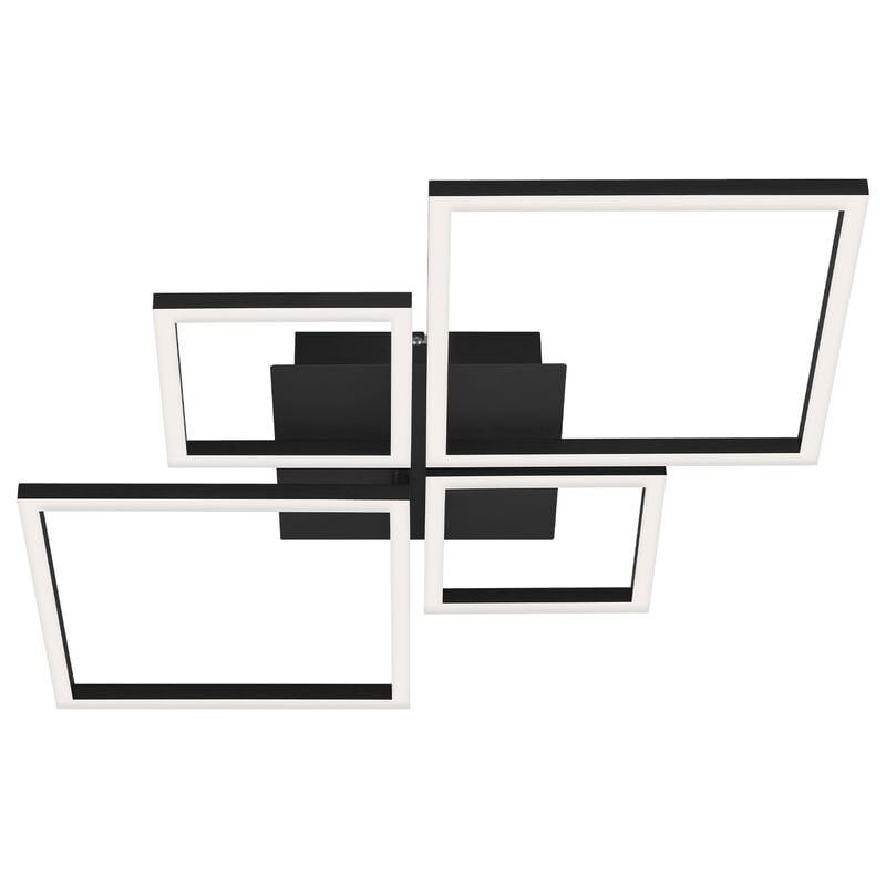 Plafonnier led Briloner leuchten frame, 48 w, 4000 lm, IP20, noir, métal-plastique, intensité lumineuse variable, 75 x 47 x 7,3 cm