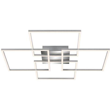 Plafonnier LED BRILONER LEUCHTEN FRAME, 64 W, 4800 lm, IP20, chrome-alu, métal-plastique, intensité lumineuse variable, 72,4 x 72,4 x 8 cm