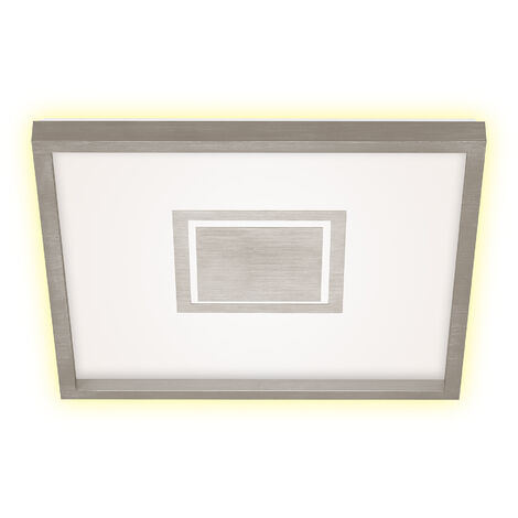 Plafonnier LED BRILONER LEUCHTEN GEO, 22 W, 3000 lm, IP20, nickel mat, plastique, 42,3 x 42,3 x 3,9 cm