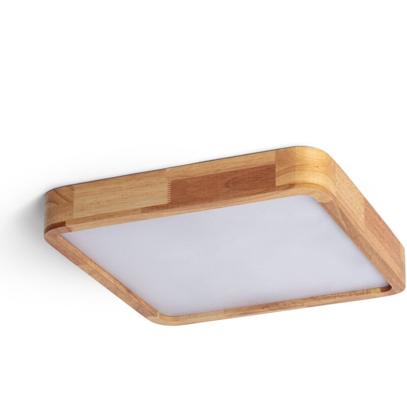 Efectoled - Plafonnier led Carré Bois 20W cct Sélectionnable Kayu 400x400 mm Bois