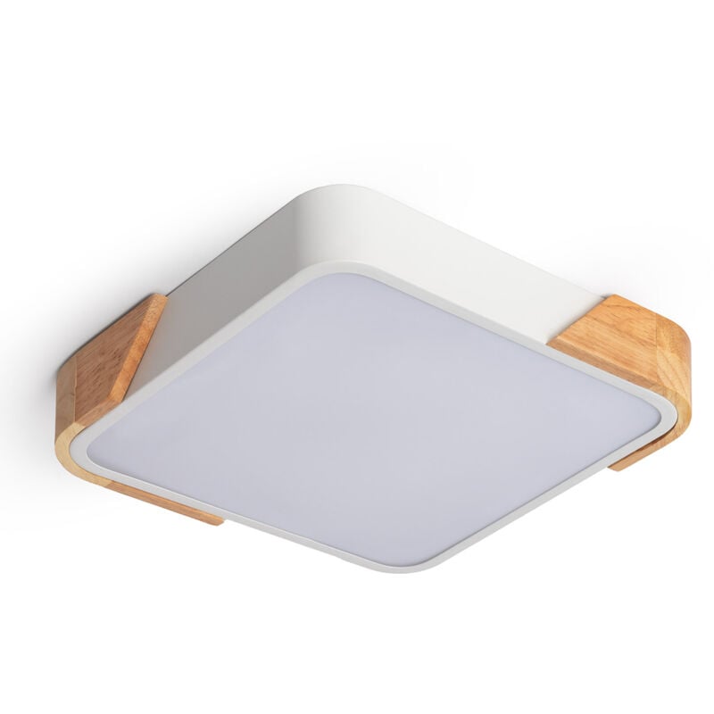 Plafonnier led 18W Carré Bois 325x325 mm cct Sélectionnable Semi-Dari Blanc