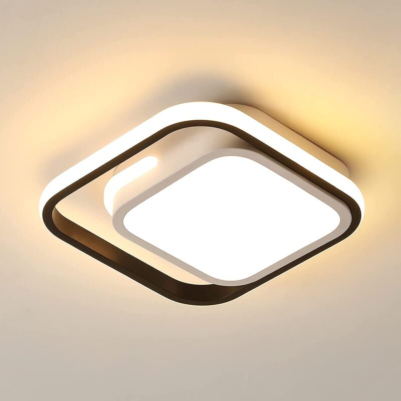 Plafonnier led Carré, Plafonnier Moderne Blanc 20W, Plafonnier en Métal Acrylique 3000k Adapté à La Aalle de Bain, Cuisine, Salon, Chambre à Coucher