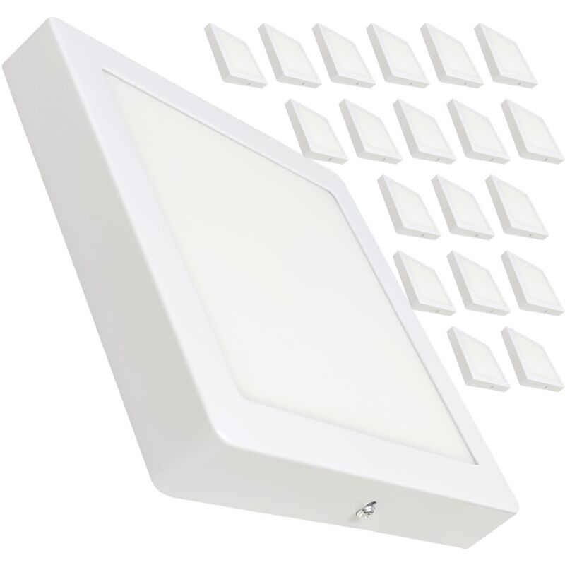 Plafonnier LED Carré Surface 20W 1800LM 210mm Blanc Chaud 3000K - Lot de 20 U.