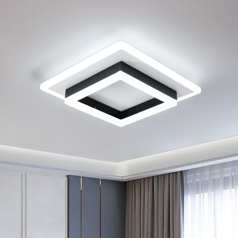 Plafonnier LED Carré - 1 Unité - Acrylique Et Métal - 30W Blanc Froid - Salon Cuisine Couloir - 30x30x7cm