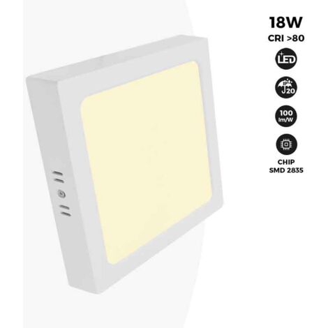 Plafonnier LED carré 18W - Blanc Chaud