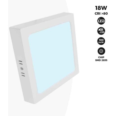 Plafonnier LED carré 18W - Blanc Froid
