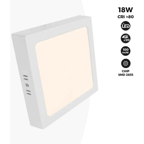 Plafonnier LED carré 18W - Blanc Neutre