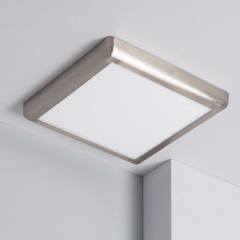 Plafonnier LED Carré 24W Métal Design Silver 300x300mm  3000K Blanc chaud