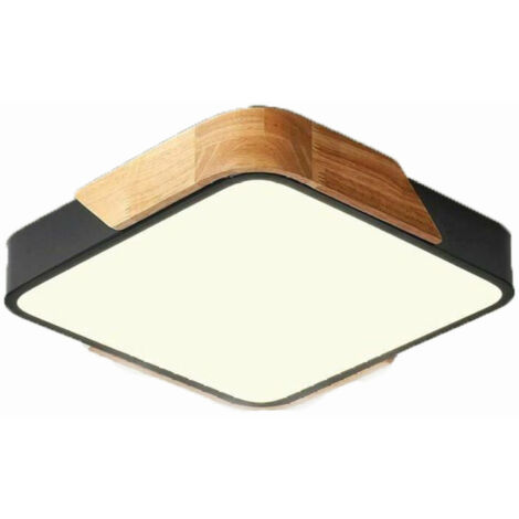 Plafonnier LED Carré 24W Télécommandable, Noir, Économique et Résistant à l'Humidité pour Salle de Bain