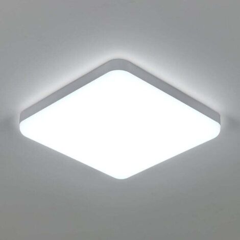 Plafonnier LED Carré 30W Étanche IP54 - 2700LM 6500K Blanc Froid - Salle de Bain, Cuisine, Couloir, Balcon 25cm [Classe E]