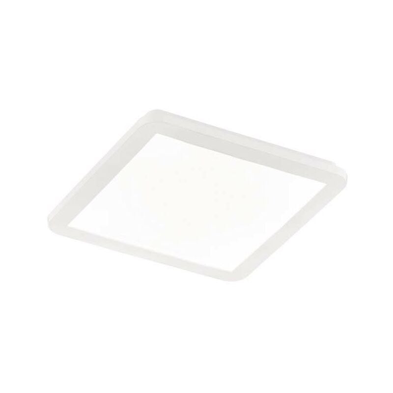 Plafonnier led carré en métal blanc mat Camillus avec fonction de gradation et interrupteur mural IP44 l. 30cmx30cm.